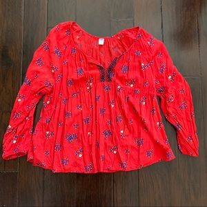 Old Navy Red Peasant Top